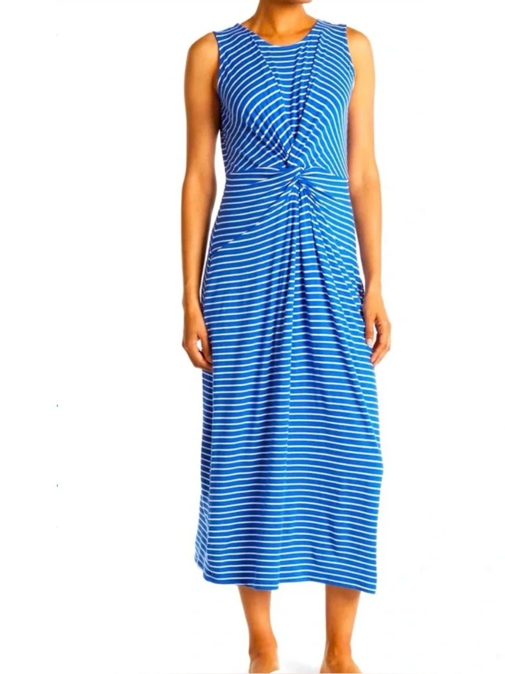 T Tahari Twist Front Striped Dress